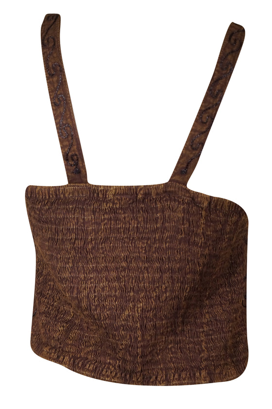 Womens Tank Top, Brown embroidered tank top, summer top, Beach Bohemian Tops, SM