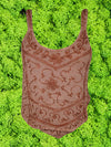 Womens Tank Top, Brown Embroidered Beach Blouse For Womens SM