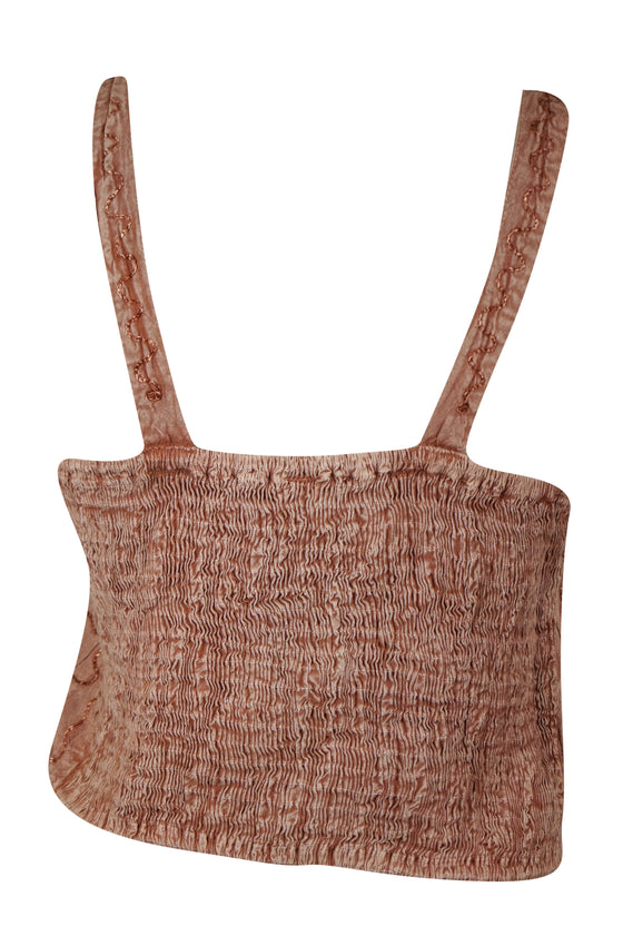 Womens Tank Top, Brown Embroidered Beach Blouse For Womens SM