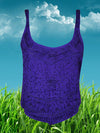 Womens Strap Top BLUE Embroidered  Neck Tank Tops SM