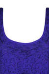 Womens Strap Top BLUE Embroidered  Neck Tank Tops SM