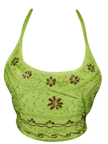  Women Crop Top Summer Green Halter Top Dress S