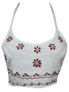Women Crop Top White Halter Embroidery Top Dress S