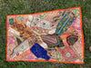 Orange and Beige Indian Tapestry – Boho Wall Hanging & Artistic Patchwork Décor, Hand-Embroidered