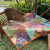 Orange & Green Indian Tapestry – Bohemian Wall Hanging, Vintage-Inspired Decorative Wall Art