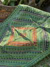 Vintage Green Indian Tapestry – Hand-Embroidered Wall Hanging, Boho Textile Art