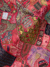 Vintage Red Rhapsody Sari Tapestry – Hand-Embroidered Patchwork Indian Wall Hanging
