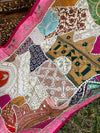 Pink Vintage Indian Rhapsody Tapestry – Boho Hand-Embroidered Wall Hanging, Patchwork Textile