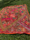 Orange Pink Sari Tapestry Bed Throw Headboard Indian Tapestry