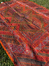 Vintage TAPESTRY Orange Red Hand Embroidered Patchwork Wall Hanging