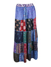 Women Vintage Assorted Maxi Patchwork Skirt  Blue Boho Skirt S/M/L
