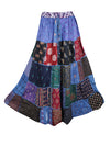 Women Vintage Assorted Maxi Patchwork Skirt  Blue Boho Skirt S/M/L