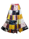 Womens Boho Patchwork Skirt, Yellow Black Maxi Patchwork Skirts S/M/L