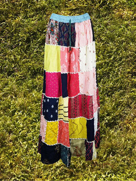 Patchwork Boho Maxi Skirt Colorful Handmade Skirts S/M/L