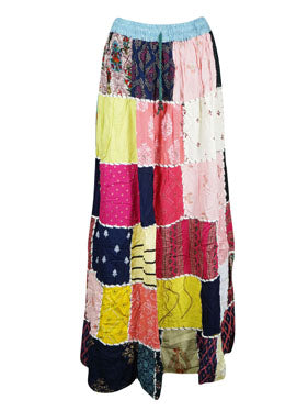 Patchwork Boho Maxi Skirt Colorful Handmade Skirts S/M/L