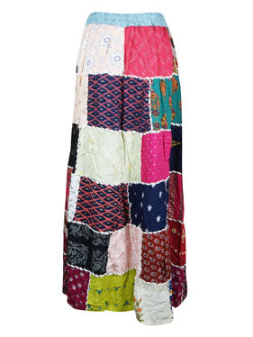 Patchwork Boho Maxi Skirt Colorful Handmade Skirts S/M/L