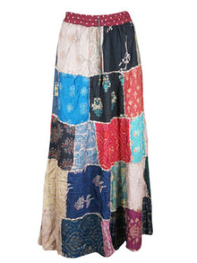  Womens Handmade Boho Patchwork Skirt Colorful Long Skirts S/M/L