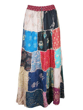 Womens Handmade Boho Patchwork Skirt Colorful Long Skirts S/M/L