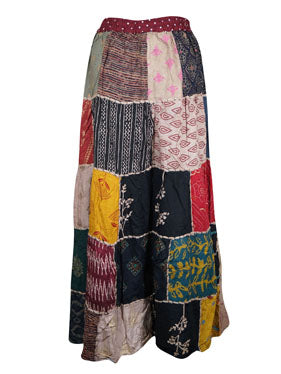 Womens Handmade Boho Patchwork Skirt Colorful Long Skirts S/M/L