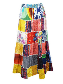  Patchwork Boho Maxi Skirt Colorful Handmade Skirts S/M/L
