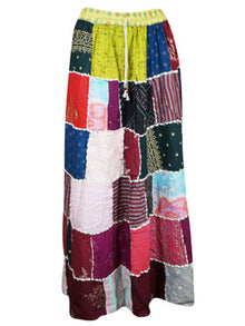  Women Vintage Assorted Maxi Patchwork Skirt Colorful Boho Skirt, Patchwork Skirts S/M/L