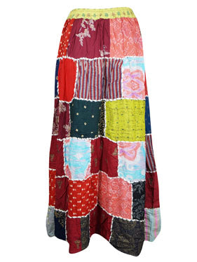 Women Vintage Assorted Maxi Patchwork Skirt Colorful Boho Skirt, Patchwork Skirts S/M/L