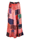 Patchwork Boho Maxi Skirt Red Handmade Skirts S/M/L