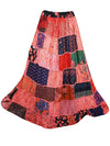 Patchwork Boho Maxi Skirt Red Handmade Skirts S/M/L