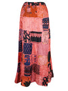 Patchwork Boho Maxi Skirt Red Handmade Skirts S/M/L