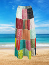 Womens Long Skirt, Floral Pink Print Patchwork Maxi Skirts S/M/L