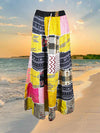 Womens Patchwork Maxi Yellow Boho Gypsy Skirt S/M/L