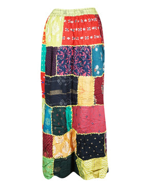 Womens Patchwork Maxi Skirt  Colorful Gyspy Skirt S/M/L