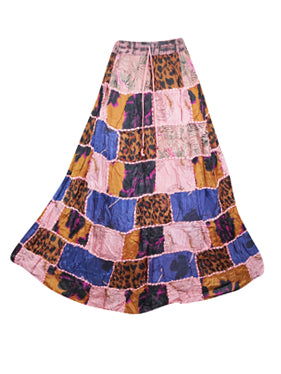 Boho Patchwork Maxi Skirt Pink Boho Gypsy Skirt S/M/L