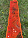 Red Boho Patchwork Table Runner – Ethnic Home Decor Accent