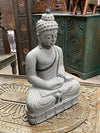 Gray Granite Buddha Statue, Garden Budha, Meditating Buddha