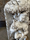 Vintage Radha Krishna Love Sculpture Hand Carved Wood Whitewash Statue