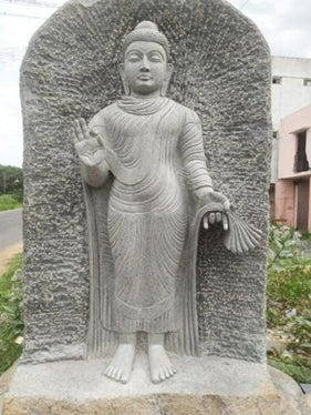 PRE ORDER-Natural Stone Protection Abhaya Buddha Garden Statue