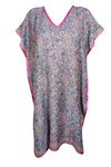 Gray Pink Pashmina Kaftan Dress – Warm Boho Caftan Lounge Wear for Women  ML
