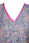 Gray Pink Pashmina Kaftan Dress – Warm Boho Caftan Lounge Wear for Women  ML