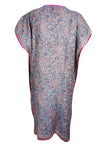 Gray Pink Pashmina Kaftan Dress – Warm Boho Caftan Lounge Wear for Women  ML