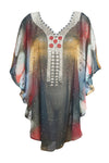 Women’s Georgette Tunic Kaftan Dress – Flowy Maternity-Friendly Beach Cover-Up Size