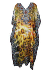 Yellow Sheer Caftan Maxi Dress – Bohemian Beach Kaftan Gown for Women  3XL