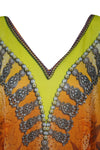 Boho Orange Green Maxi Kaftan Dress – Women’s Flowing Bohemian Resort Wear 3XL
