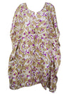 Womens Silk Kaftan, Beige Purple