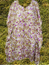 Womens Silk Kaftan, Beige Purple Caftan Beach Dresses S/M/L