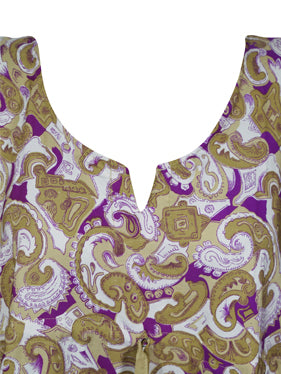 Womens Silk Kaftan, Beige Purple Caftan Beach Dresses S/M/L