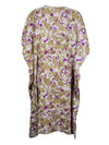 Womens Silk Kaftan, Beige Purple Caftan Beach Dresses S/M/L