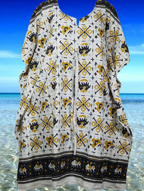 Bohemian Caftan Muumuu, Travel Kaftan White Black Beach Kimono SML