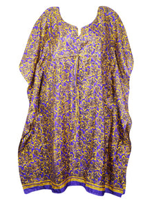  Women Floral Kaftan Midi Dresses Blue Yellow S/M/L