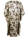 Women's Beige Brown Paisley Kaftan – Recycled Silk Handmade Midi Dress SML
